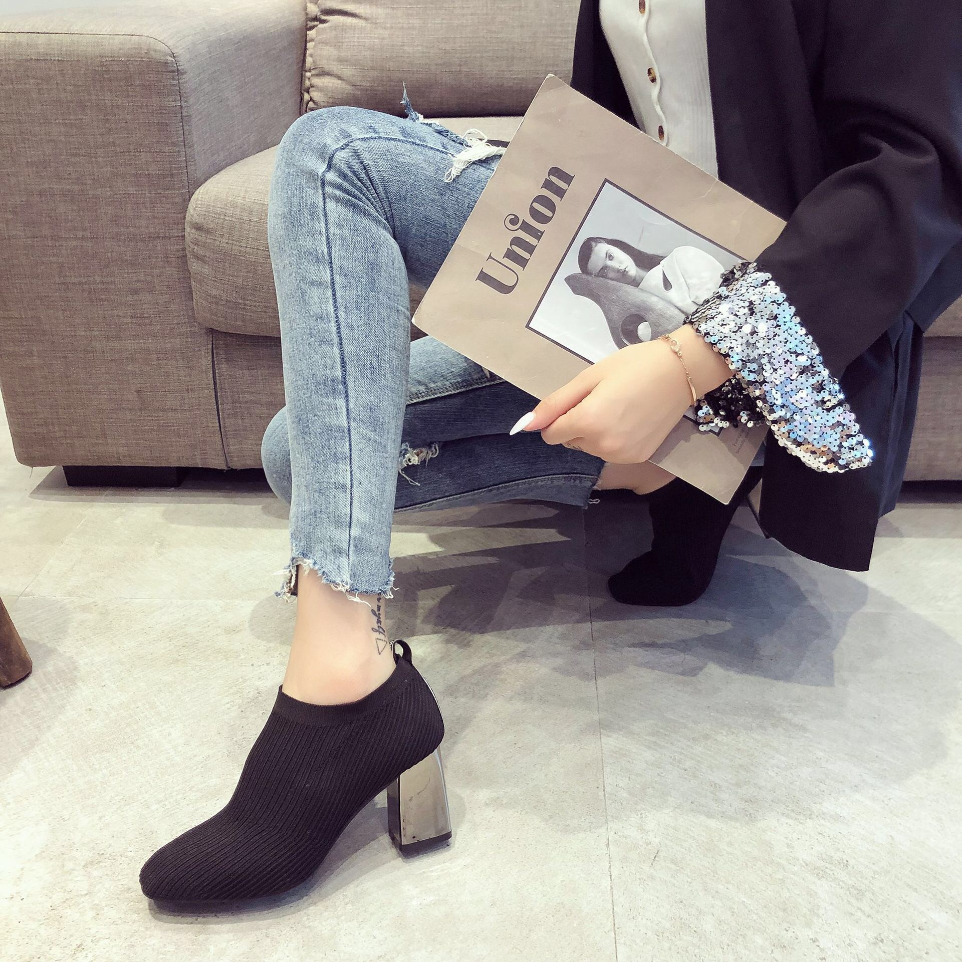 Bốt len ,bốt sợi ,giày cao gót cổ thấp