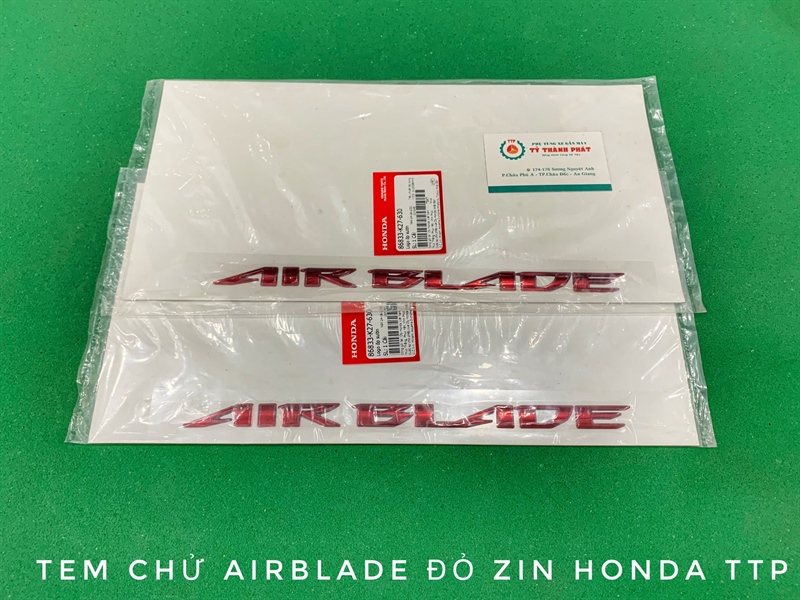 Tem chử Airblade Xi Đỏ ( xe AB 125 Đen Nhám ) ( 1 Miếng ) 86833K27630