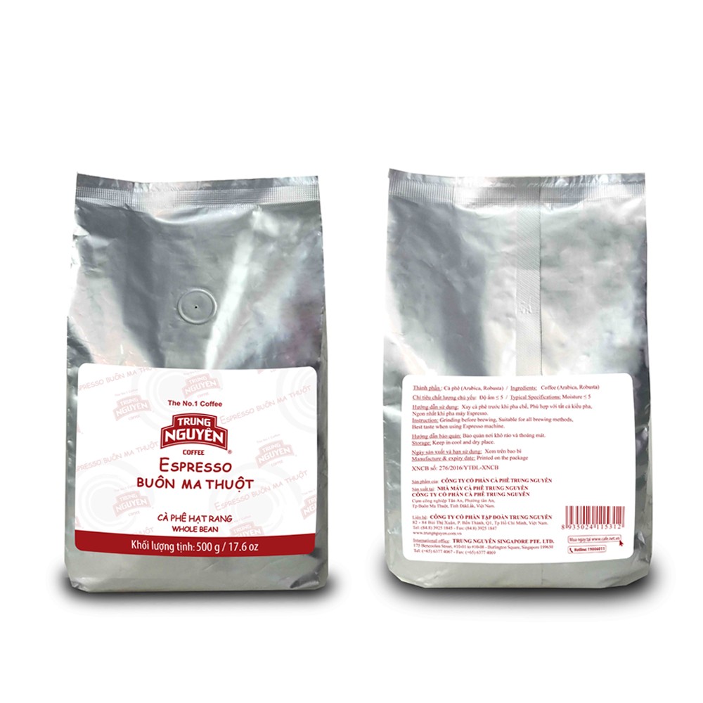 Cà phê hạt mộc Trung Nguyên Espresso( 500gam)