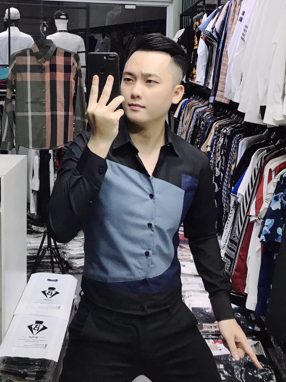 ÁO SƠ MI nam phoi màu cách tân dài tay tôn dáng lịch lãm đẳn cấp