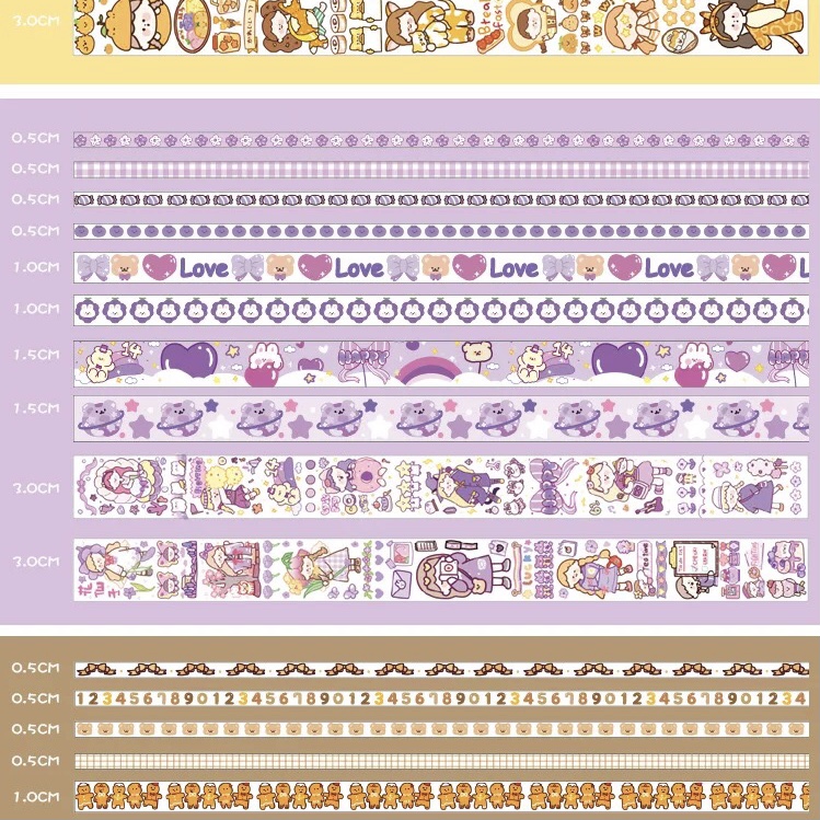 [GIRL THINGS] Hộp 100 cuộn washi tape dễ thương (có tách lẻ 20 cuộn)