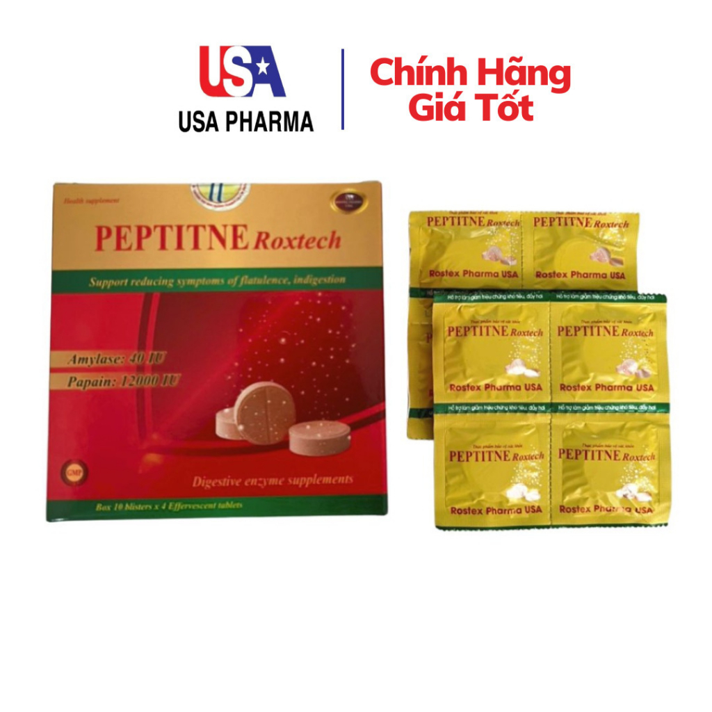 Viên sủi tiêu hóa Peptitne Roxtech giảm đầy hơi, chướng bụng, khó tiêu giảm rối loạn tiêu hóa