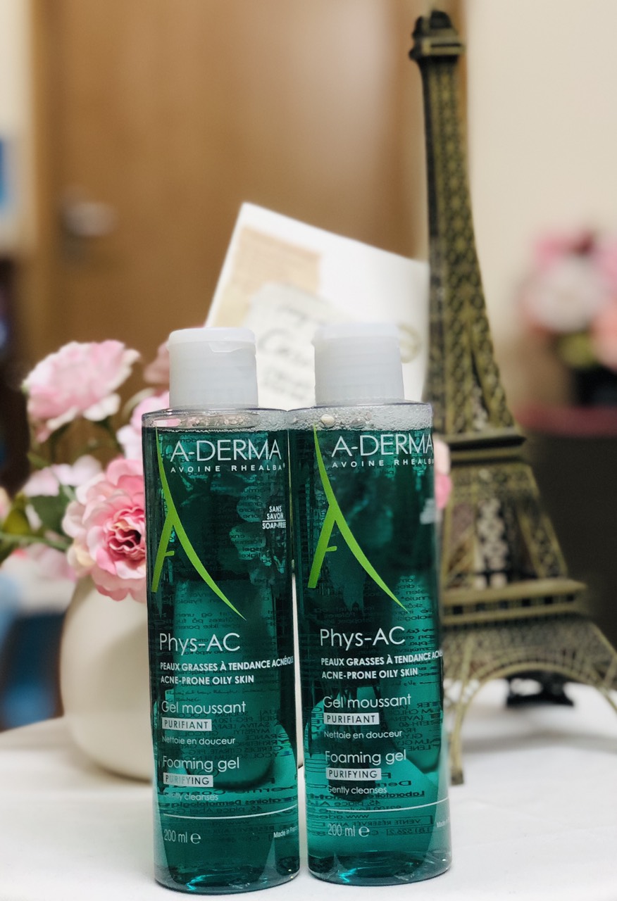 Sữa rửa mặt da dầu mụn Aderma Phys-AC Gel moussant 400ml