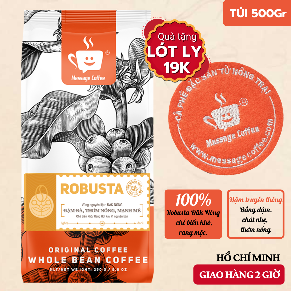 Cà phê Robusta TRUYỀN THỐNG NGUYÊN CHẤT rang mộc 100% cafe hạt