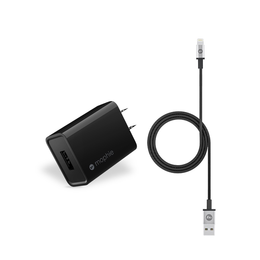 Combo sạc nhanh MOPHIE 10W cho iPhone/iPad (Sạc Mophie 10W USB-A và cáp Mophie Lightning 1m) - Dâu Đen Store