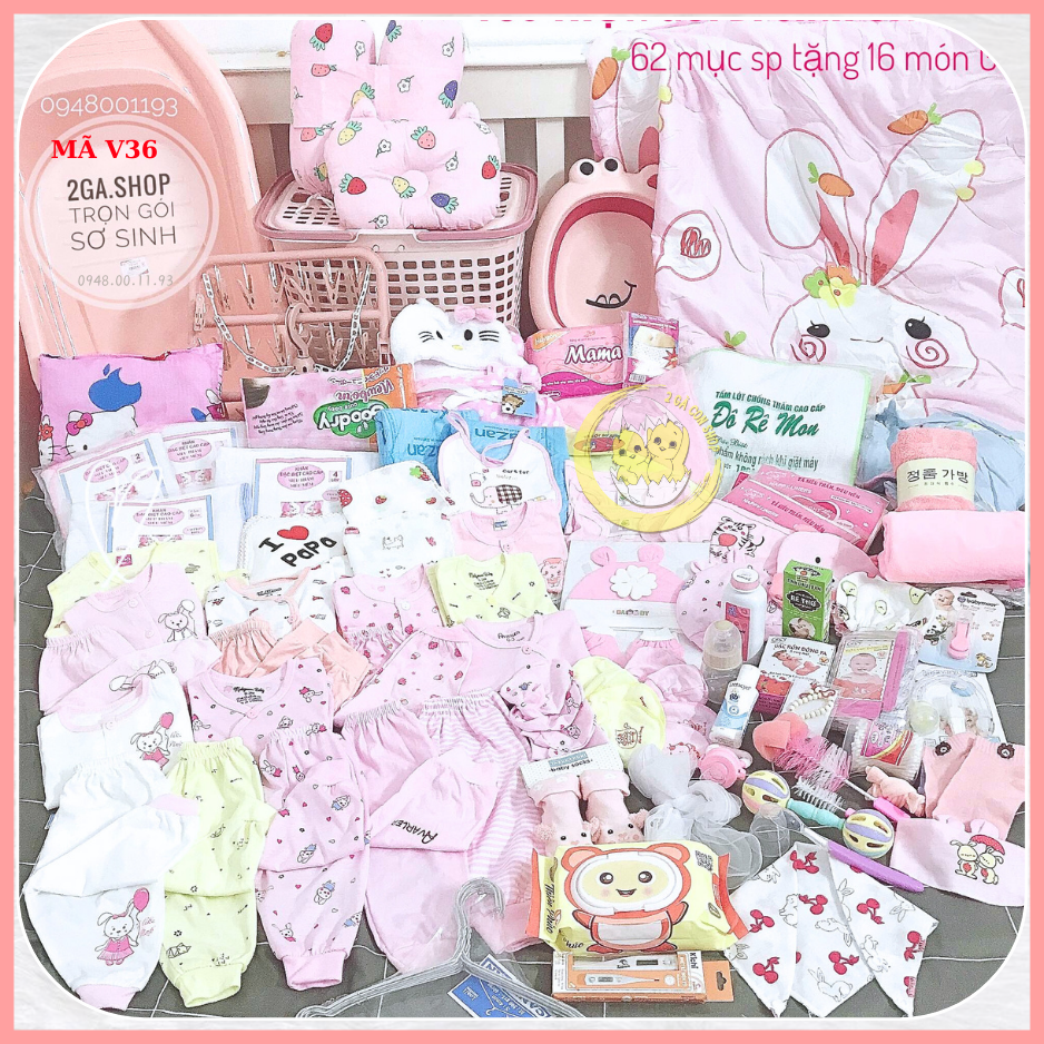 Combo đi sinh cho mẹ và bé V36, trọn gói sơ sinh đầy đủ 2Gaconshop