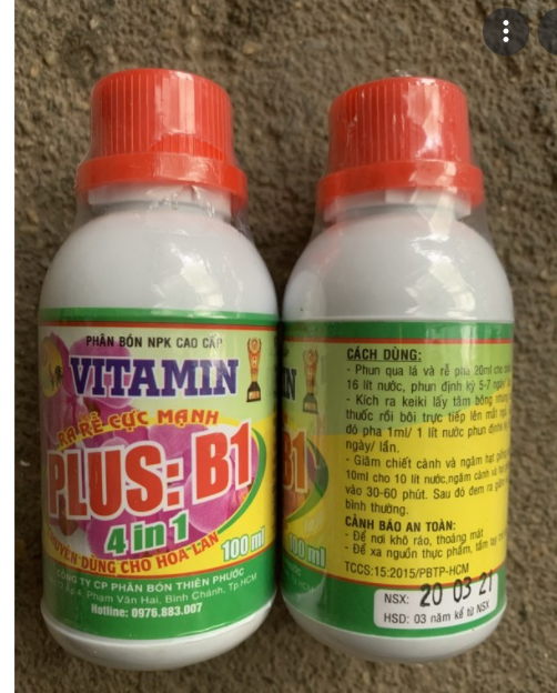 Phân Bón Vitamin B1 Plus Kích Rễ, Kích Mầm, Chống Sốc Cho Lan, Lọ 100ml
