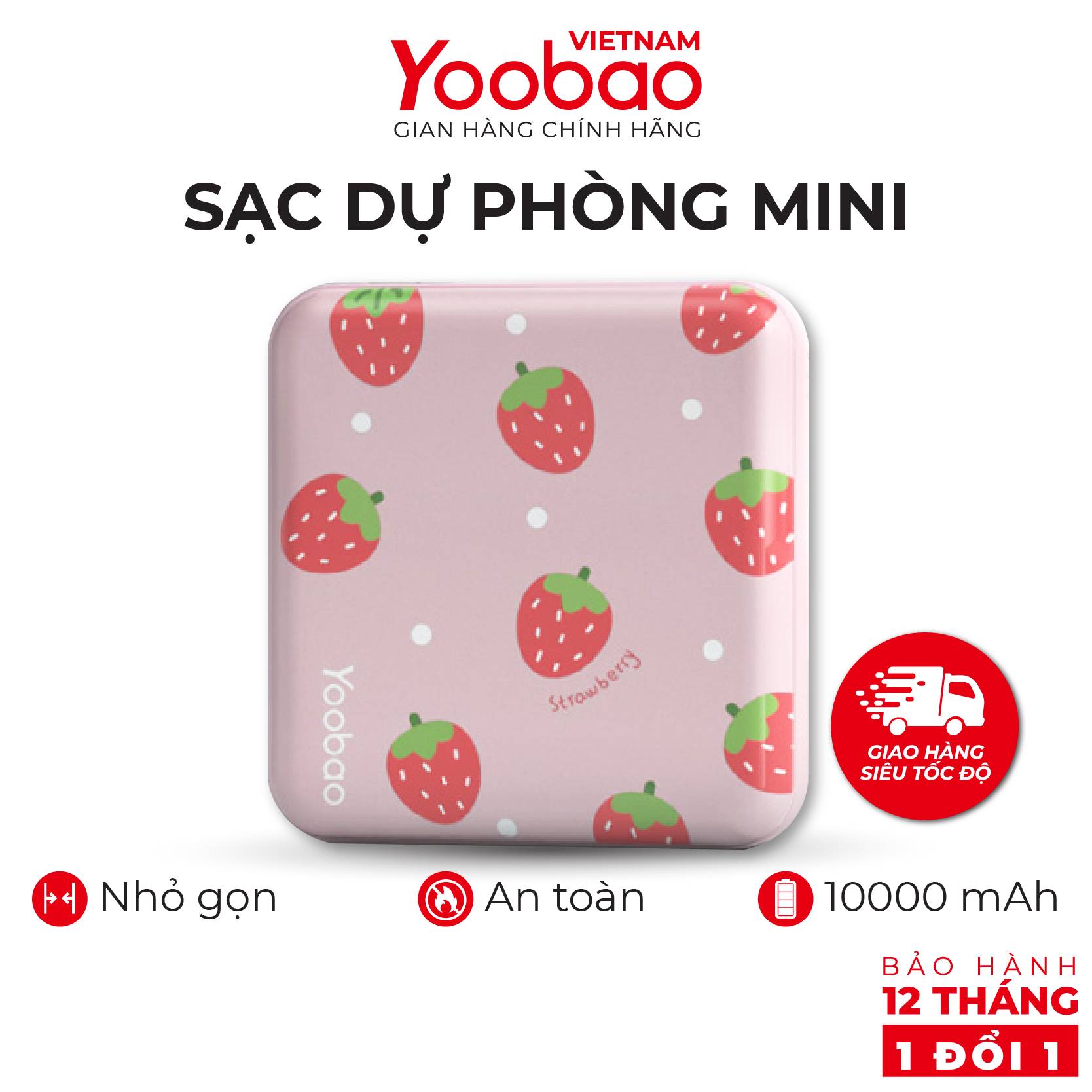 Sạc dự phòng mini dễ thương Yoobao M4 mini 10000mAh Pin Li-Polymer 2 đầu vào 2 đầu ra cho điện thoại máy tính bảng....  Hàng phân phối chính hãng - Bảo hành 12 tháng 1 đổi 1