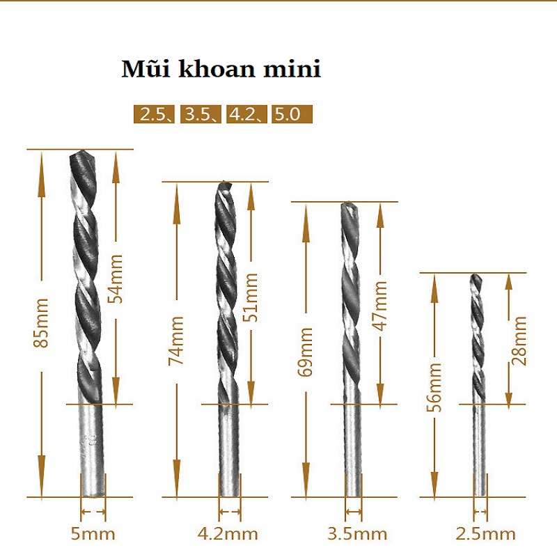 [ BỘ 9 MÓN] TAY QUAY ĐẦU KẸP KÈM 4 MŨI TARO M3-M6 VÀ 4 MŨI KHOAN NHỎ 2.5mm-5.0mm - TH 423