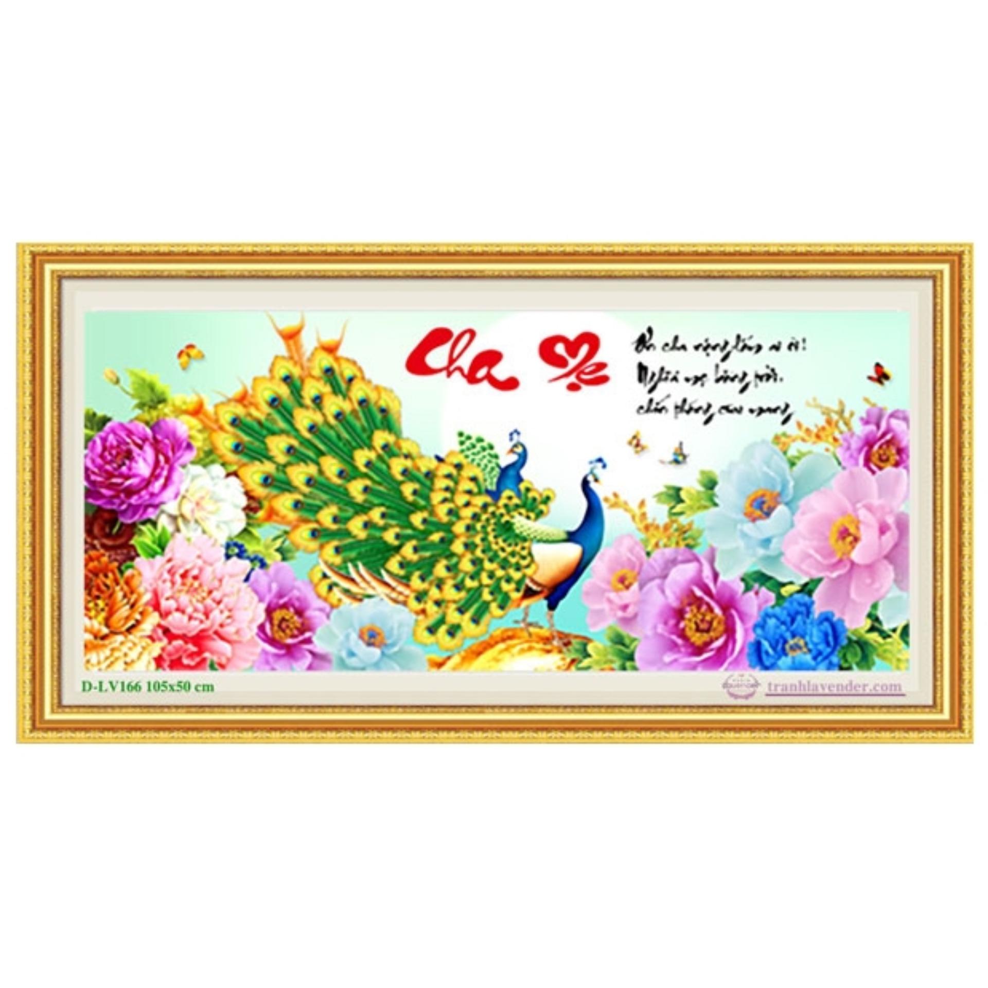 Tranh đính đá Cha mẹ - LV166. Tranh đính đá cao cấp Lavender Cha Mẹ LV166 Kích thước 105cm x 50cm