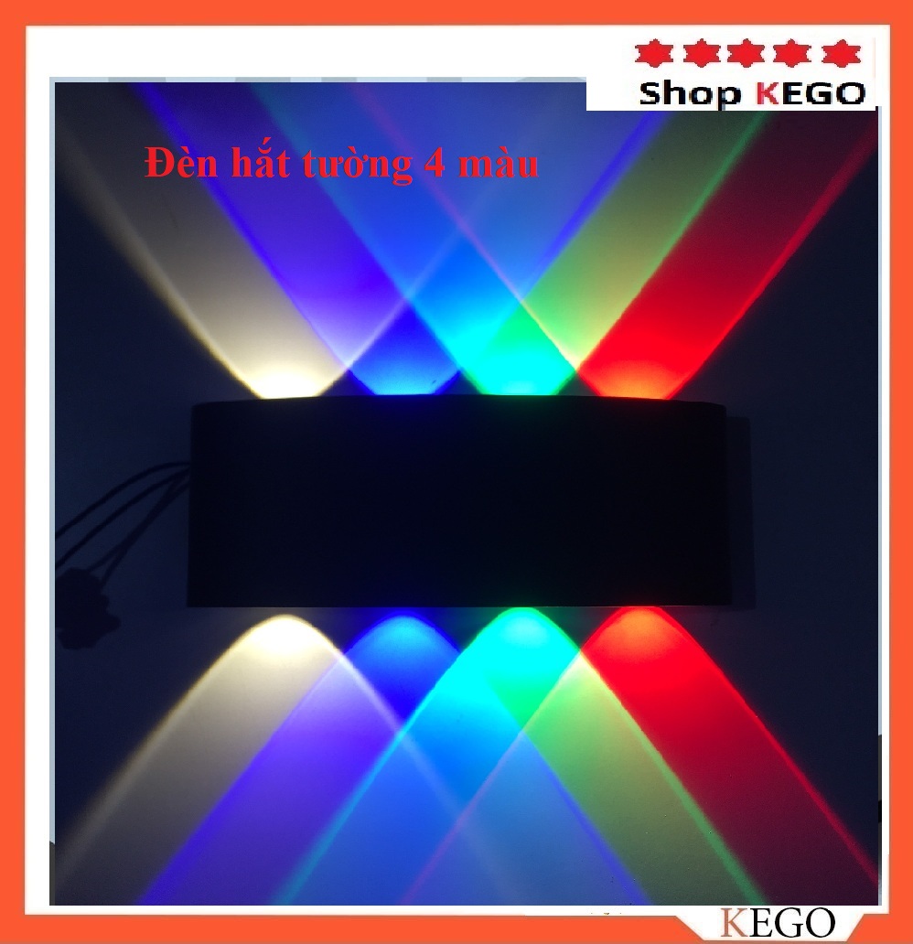 Đèn hắt tường 2 đầu 4 màu 8 mắt led (Mã 107Đ-T)