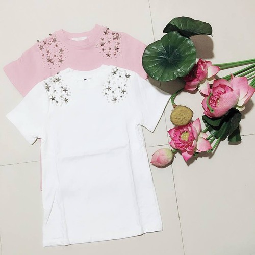 ÁO THUN TAY CON ĐÍNH HẠT CAO CẤP SALE