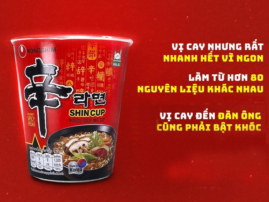 Mì ly hàn quốc nongshim shin cup 68g
