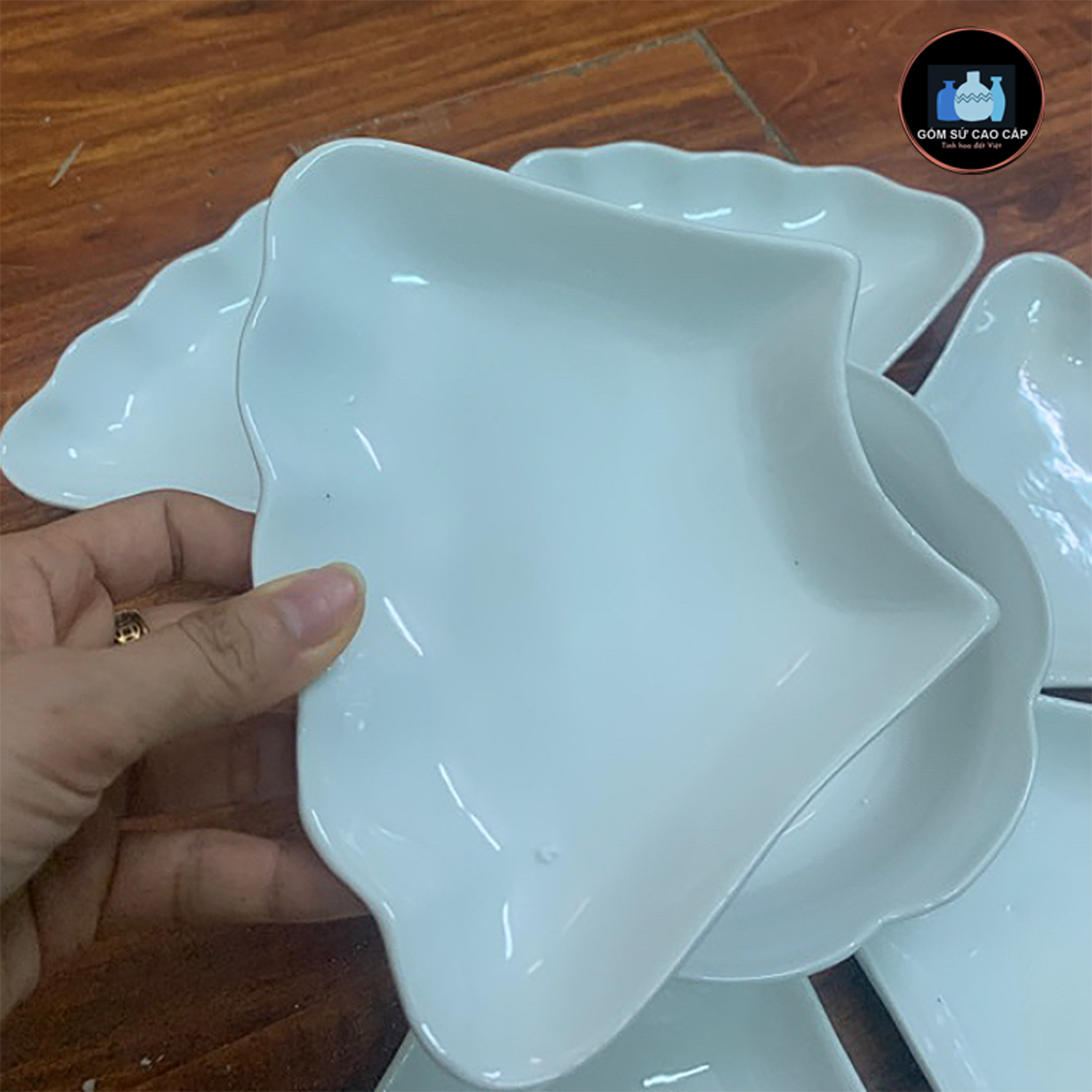 Bộ Bát Đĩa Hoa Mặt Trời Trắng Trơn [ Bát Tràng ]Set Bát Đĩa Cúng Gia Tiên