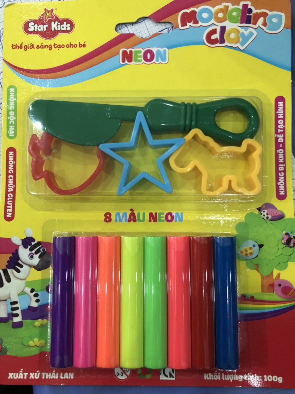 VỈ ĐẤT SÉT Thai Lan Star kids- Tặng 3 khuôn nặn và dao cắt- AN TOÀN CHO BÉ KHÔNG Gluten