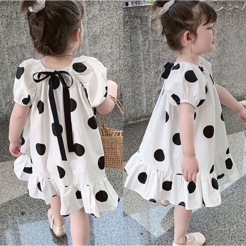 [VÁY BÉ GÁI] Váy chấm bi đuôi cá nơ sau lưng (8-21kg) cho bé gái
