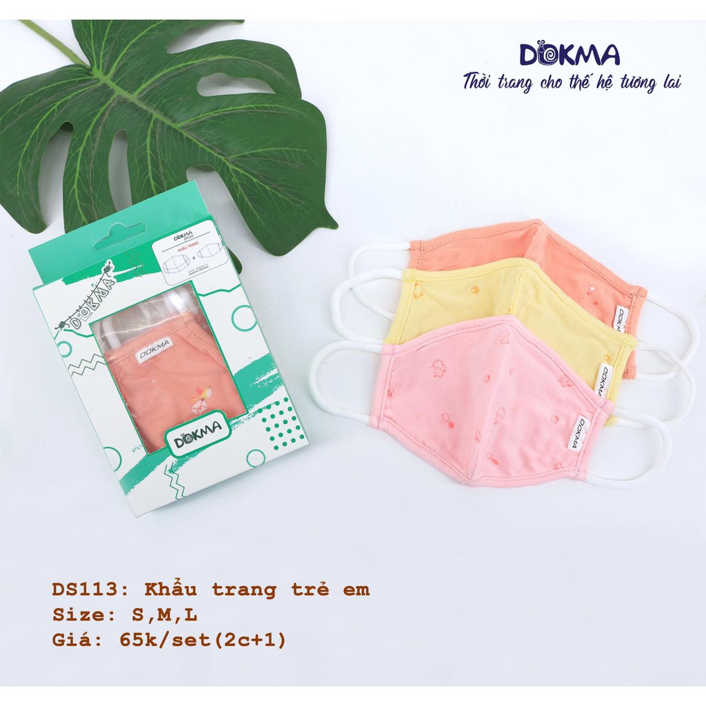 Khẩu trang bé trai, bé gái Dokma (hộp 3 chiếc màu ngẫu nhiên)