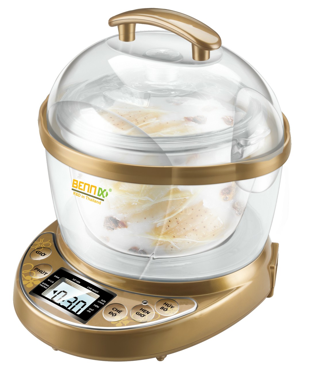 Nồi chưng yến thố thủy tinh, nồi tiềm cách thủy đa năng bennix bn07slc 0.7l