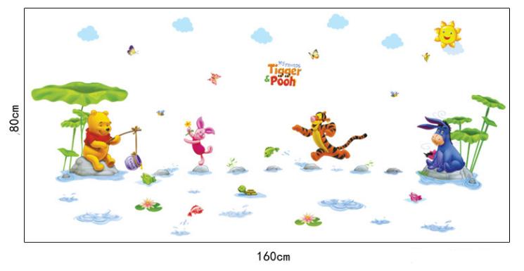 Decal trang trí Gấu Pooh và các bạn Câu Cá