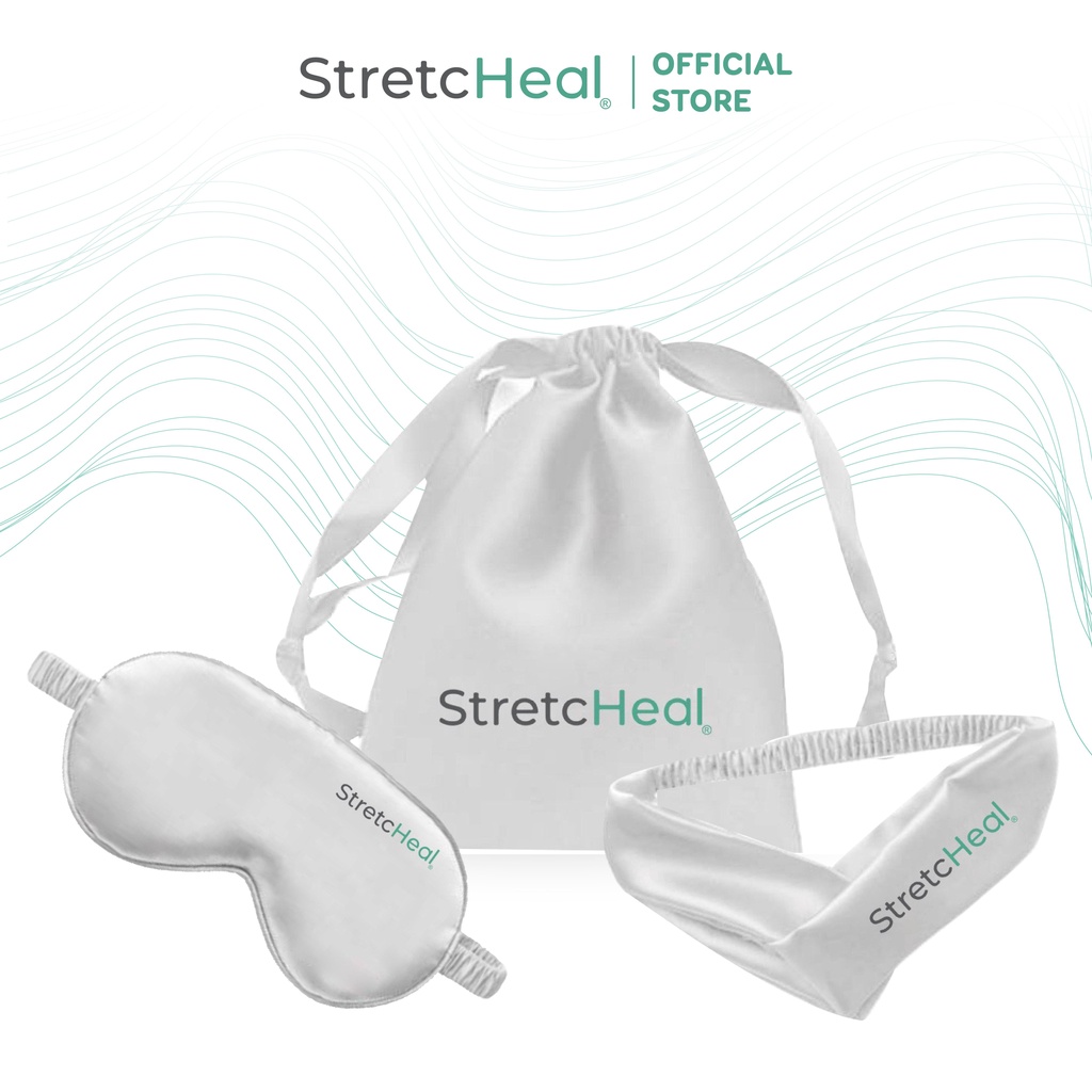 Set Bịt Mắt Ngủ Lụa Kèm Bờm Tóc Có Túi Đựng Stretcheal Nhập Khẩu Từ Mỹ