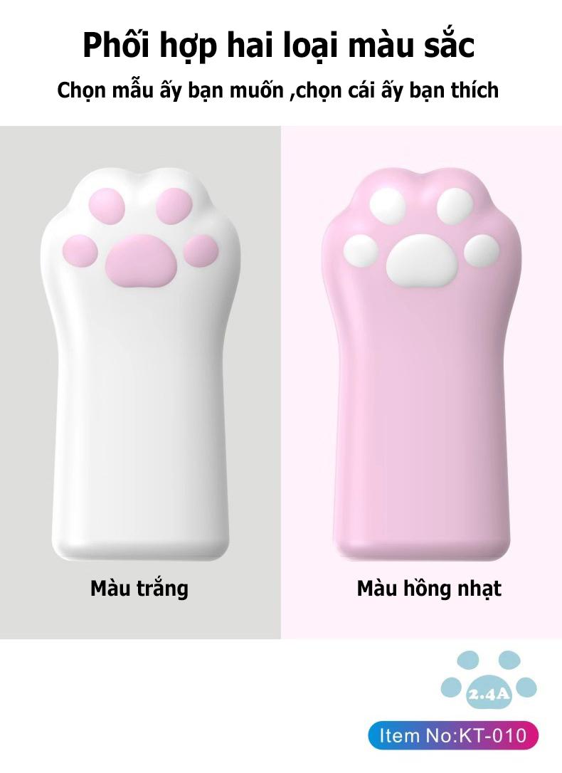 Pin sạc dự phòng đáng yêu như chân con mèo , dung lượng 10400mAh , sạc nhanh , vỏ dẻo silicon ,có 2 màu dễ thương