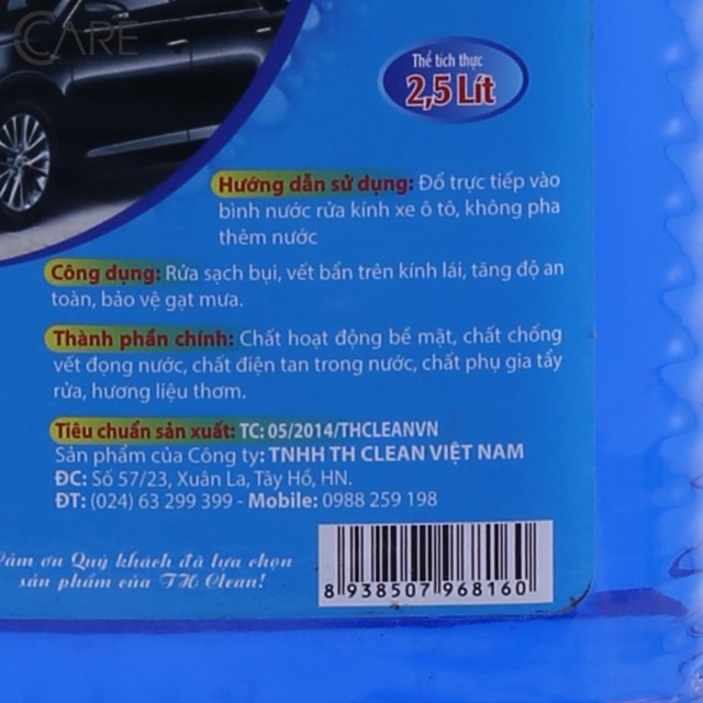 [Chính hãng] Nước rửa kính ô tô TH Clean can 2,5 lít
