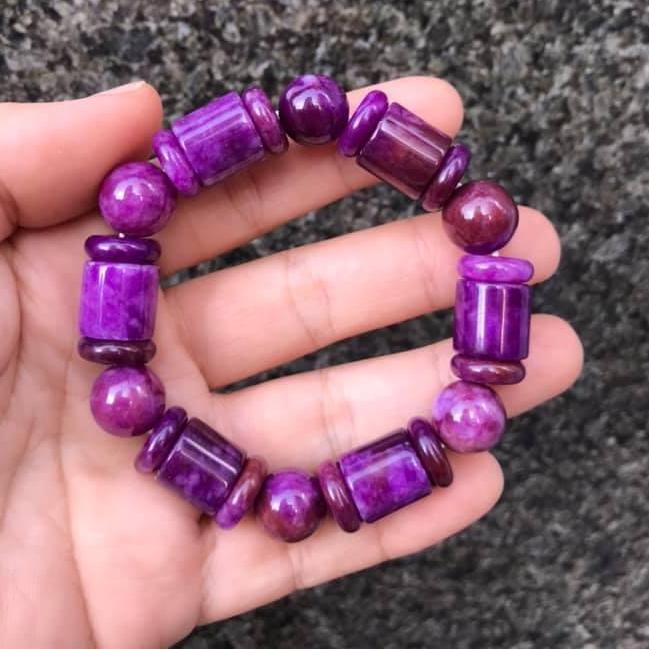 [HCM]VÒNG TAY ĐỐT TRÚC MIX KIỂU ĐÁ MẮT RỒNG TÍM 12LY