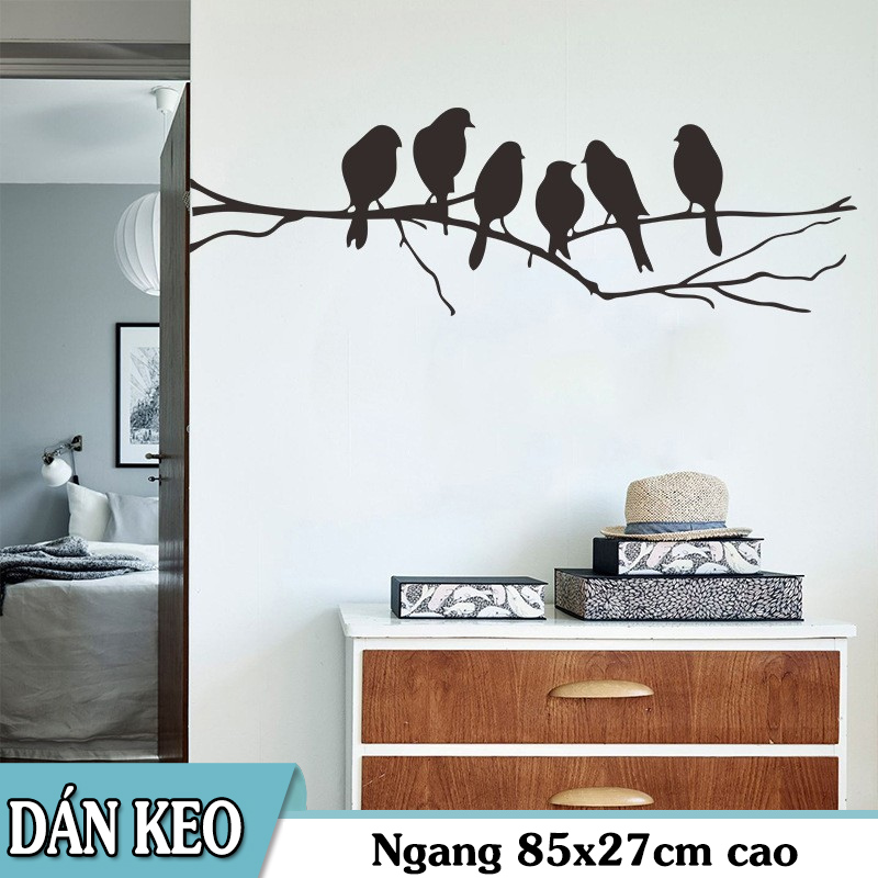 [HCM]Decal trang trí Cành Cây Chim Đen và Chim Trắng