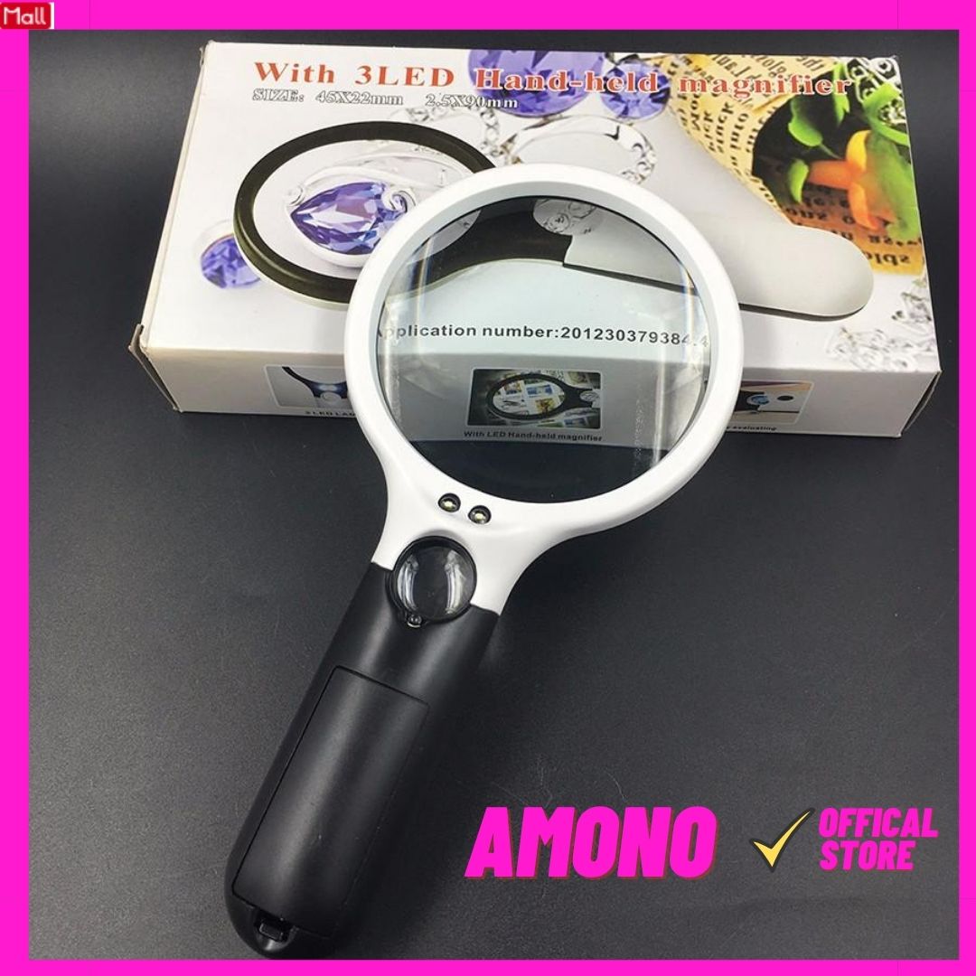 Kính lúp cầm tay có 3Led Magnifier siêu sáng size to zoom gấp 10 lần - kính lúp
