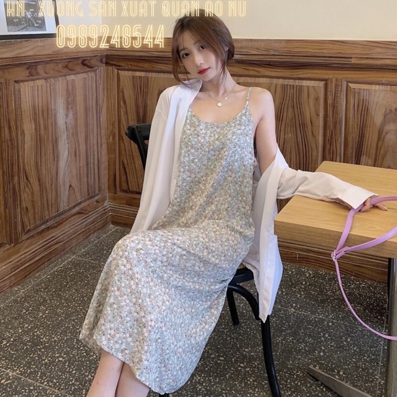 VÁY 2 DÂY HOA NHÍ ĐI BIỂN