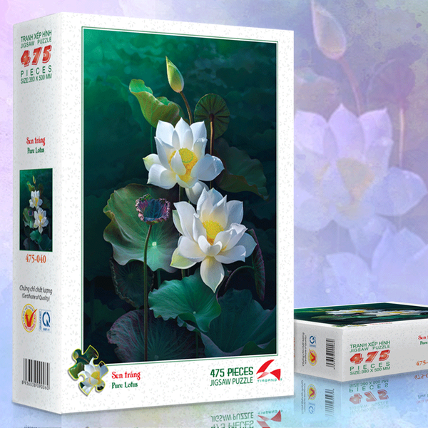 Tranh xếp hình 475 mảnh - Sen trắng