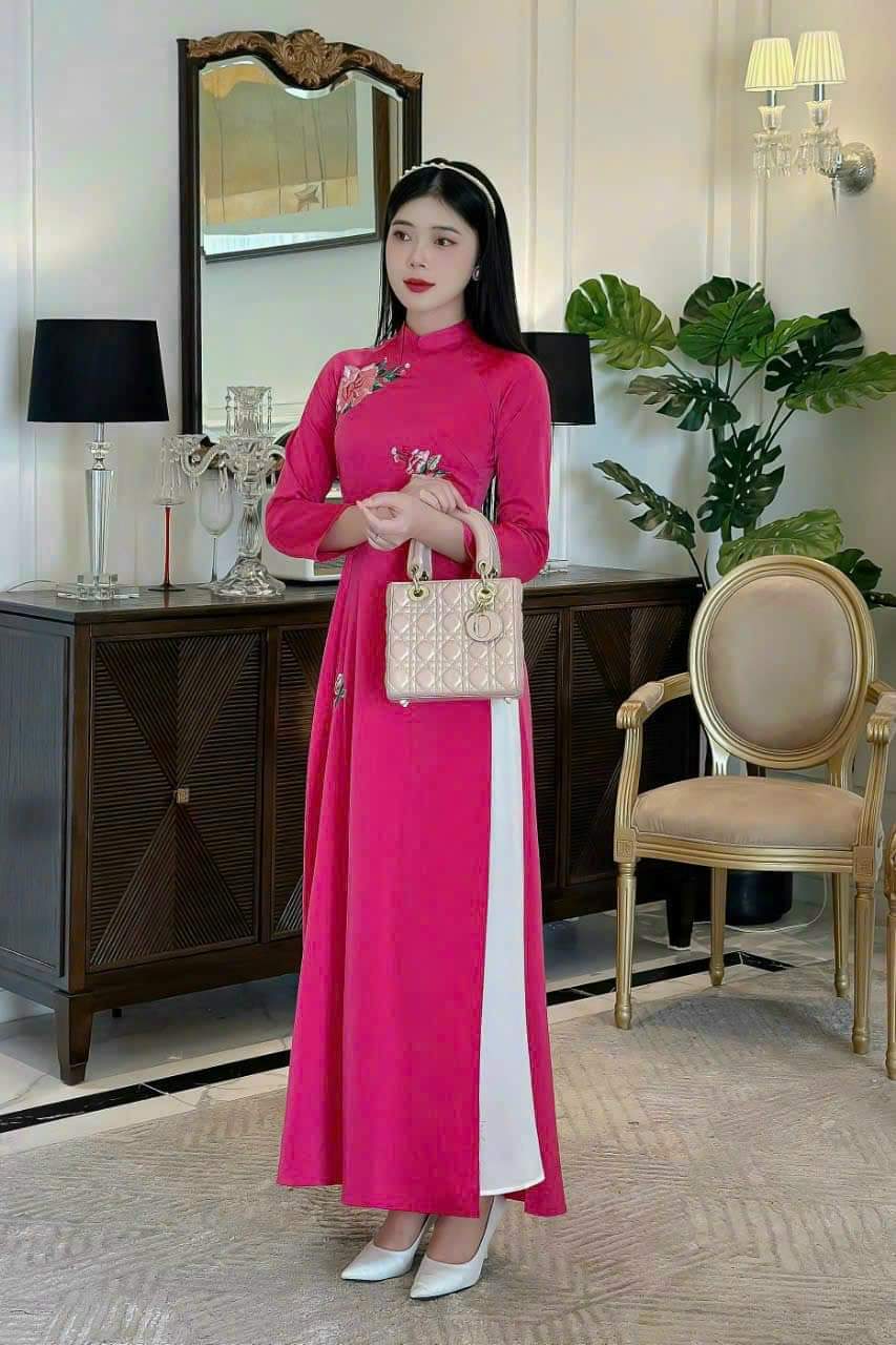 áo dài thêu cao cấp lụa tây thi