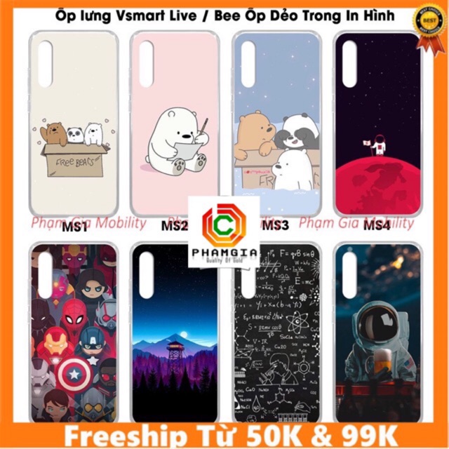 Ốp Lưng Vsmart Live dẻo đen in hình đẹp (P1)