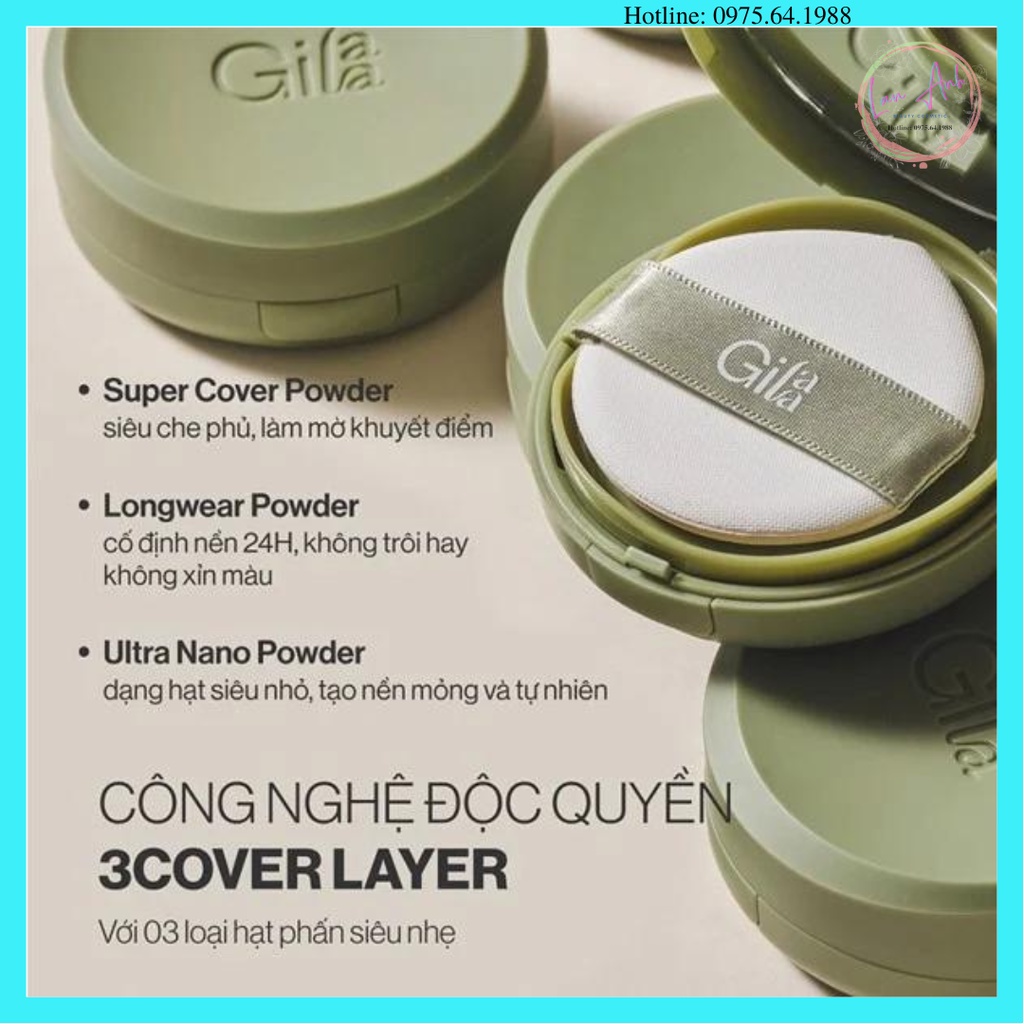 Phấn nước che phủ gilaa vegan super cover cushion spf50+/pa+++