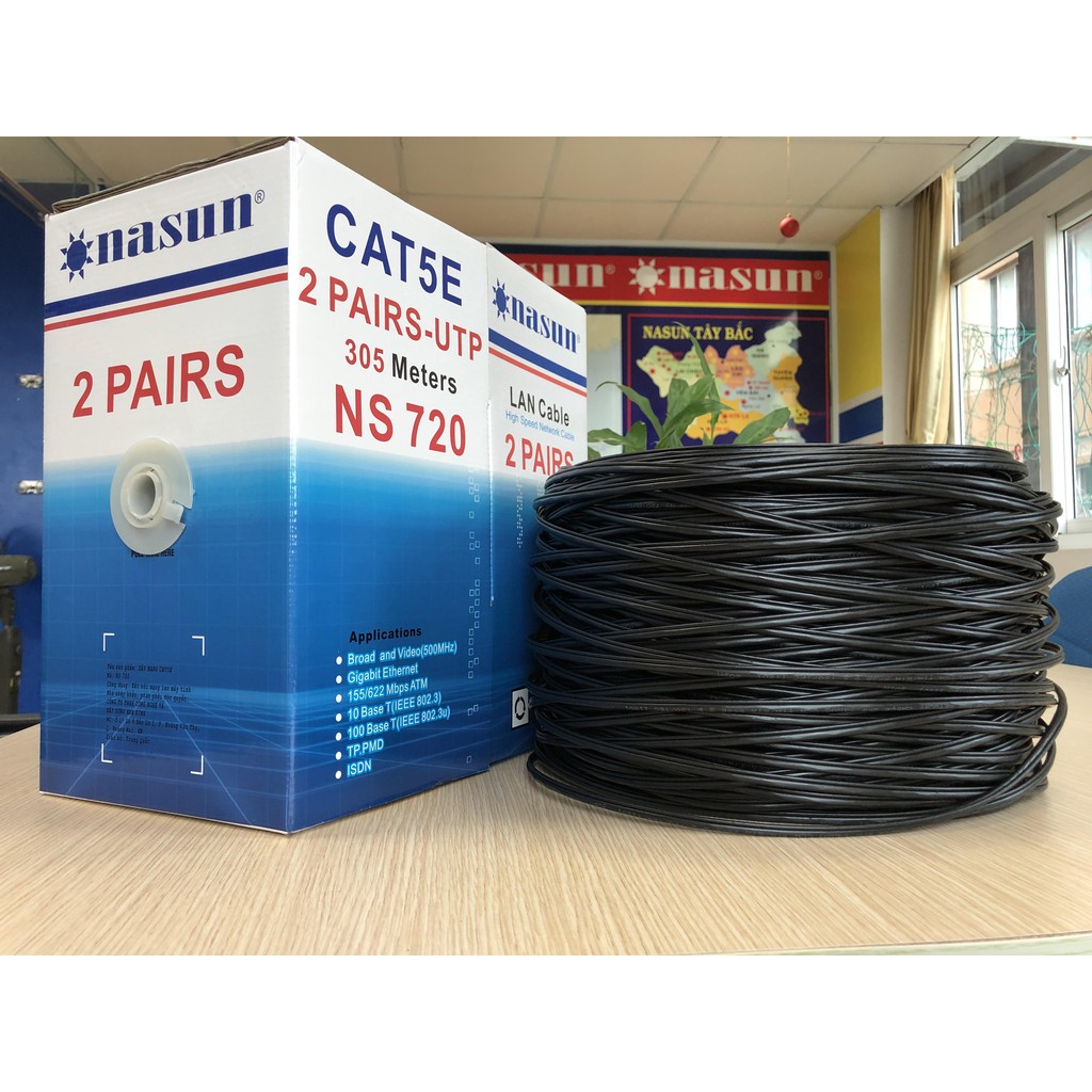 Dây mạng ngoài trời 4 lõi có gia cường nasun ns-720