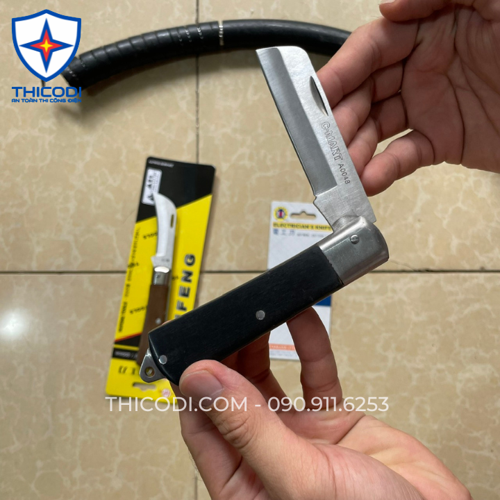 Dao gọt dây cáp điện cán gỗ lưỡi thẳng và cong
