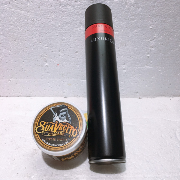 COMBO SÁP VUỐT TÓC SUAVECITO POMADE VÀ GÔM XỊT TÓC LUXU.RIOUS