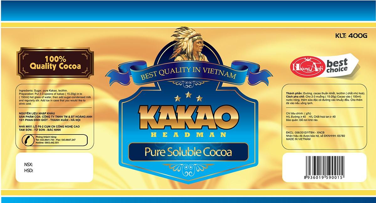 Bột cacao Headman ( 2 in 1 ) Túi thiếc 500 gr ( Bộ 2 gói)