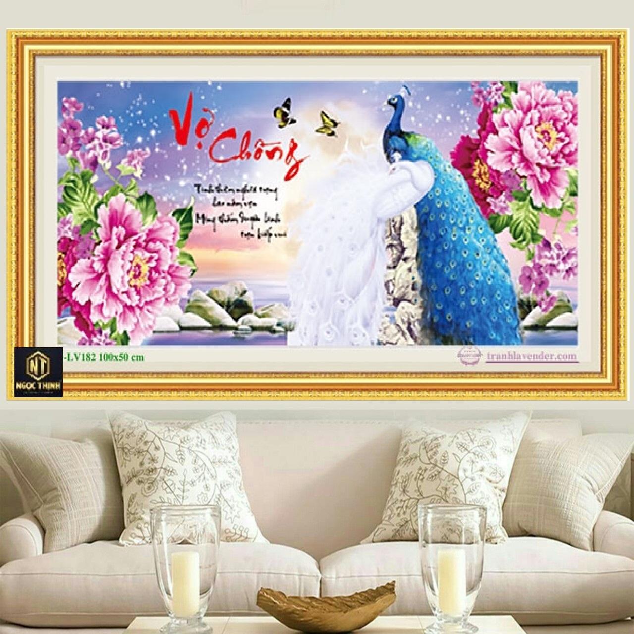 Tranh đính đá mẫu mới vợ chồng kt100x50cm