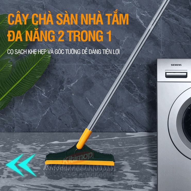 Chổi Chà Sàn Nhà Tắm Thông Minh Thiết Kế Đầu Gạt Nước Và Đầu Chổi Xoay 120 Độ Quét Nhà Siêu Sạch Mọi Góc Bẩn