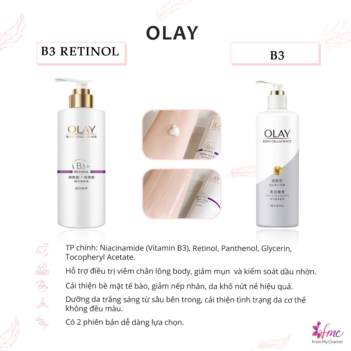 Sữa dưỡng thể  Olay B3 + Retinol Body Lotion