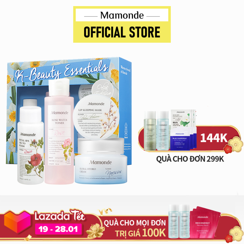 Bộ sản phẩm chăm sóc da toàn diện chuẩn Hàn Mamonde K-Beauty Essentials Set giá rẻ