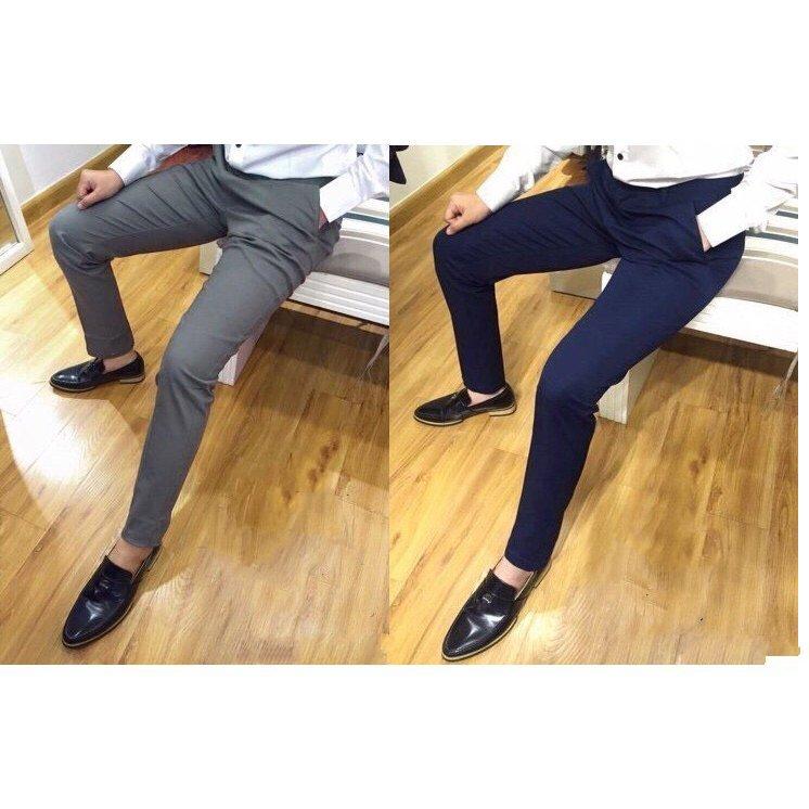 Combo 2sp:1 Quần Âu Ghi Đậm Và 1 Quần Tím Xanh (Vải Chéo Cao Cấp)