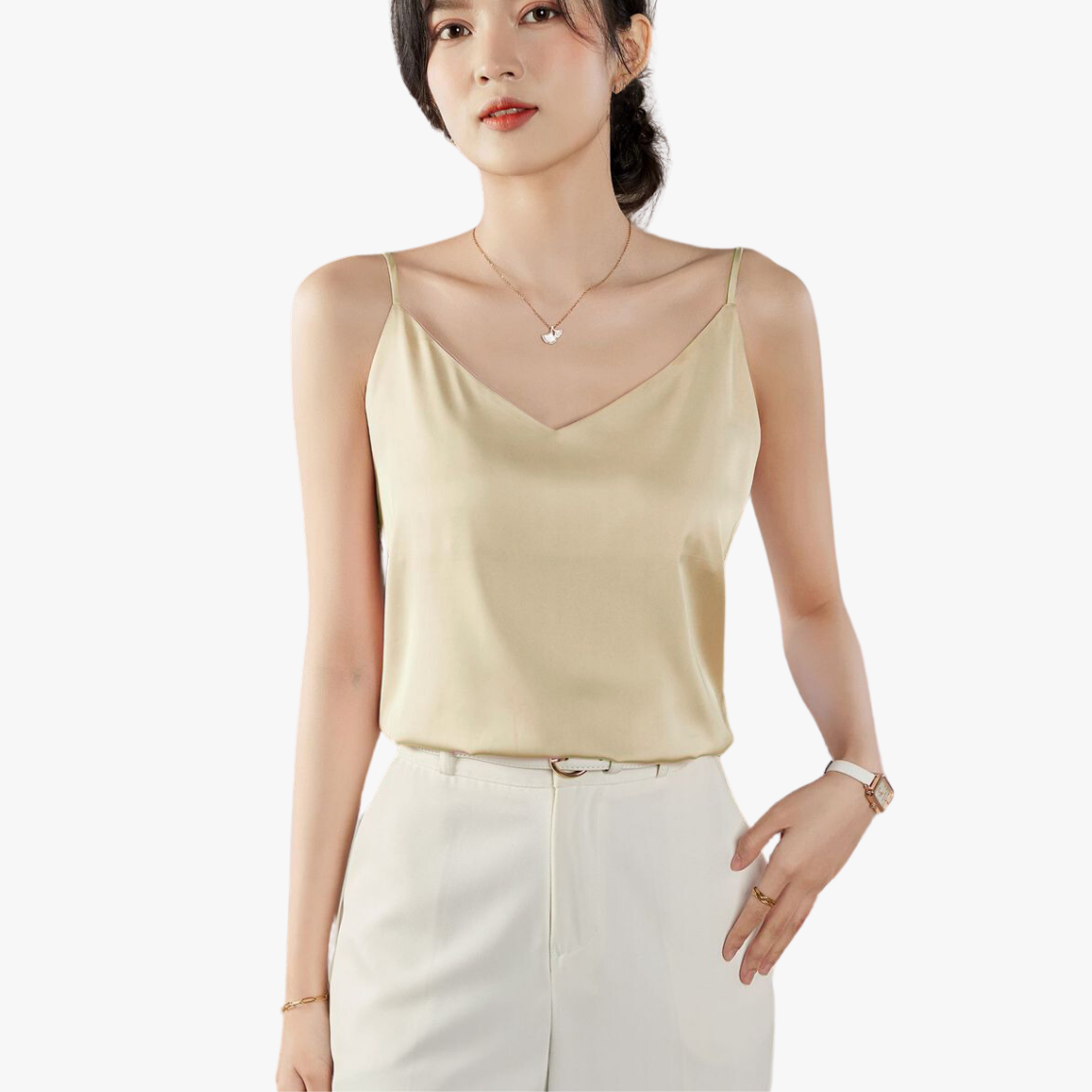 Áo Lụa 2 Dây Nữ Madela Lụa Hàn Cao Cấp Mềm Mịn, Áo Hai Dây Lụa