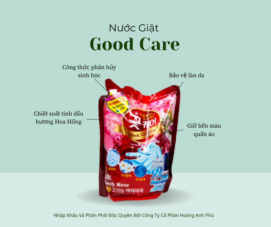Nước giặt Good Care 1,8L (Hương hoa hồng, Lavender, Ngàn hoa)