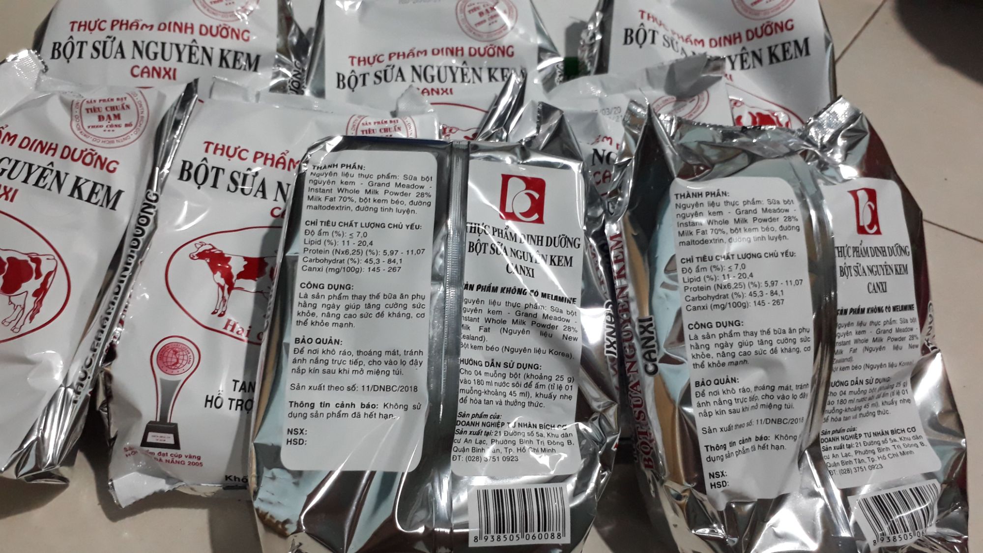 Combo 10 bịch sữa bột nguyên kem hai con bò đỏ 500g