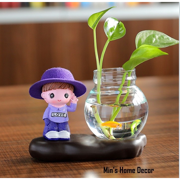 Chậu trồng cây thủy sinh mini, chậu thủy tinh để bàn