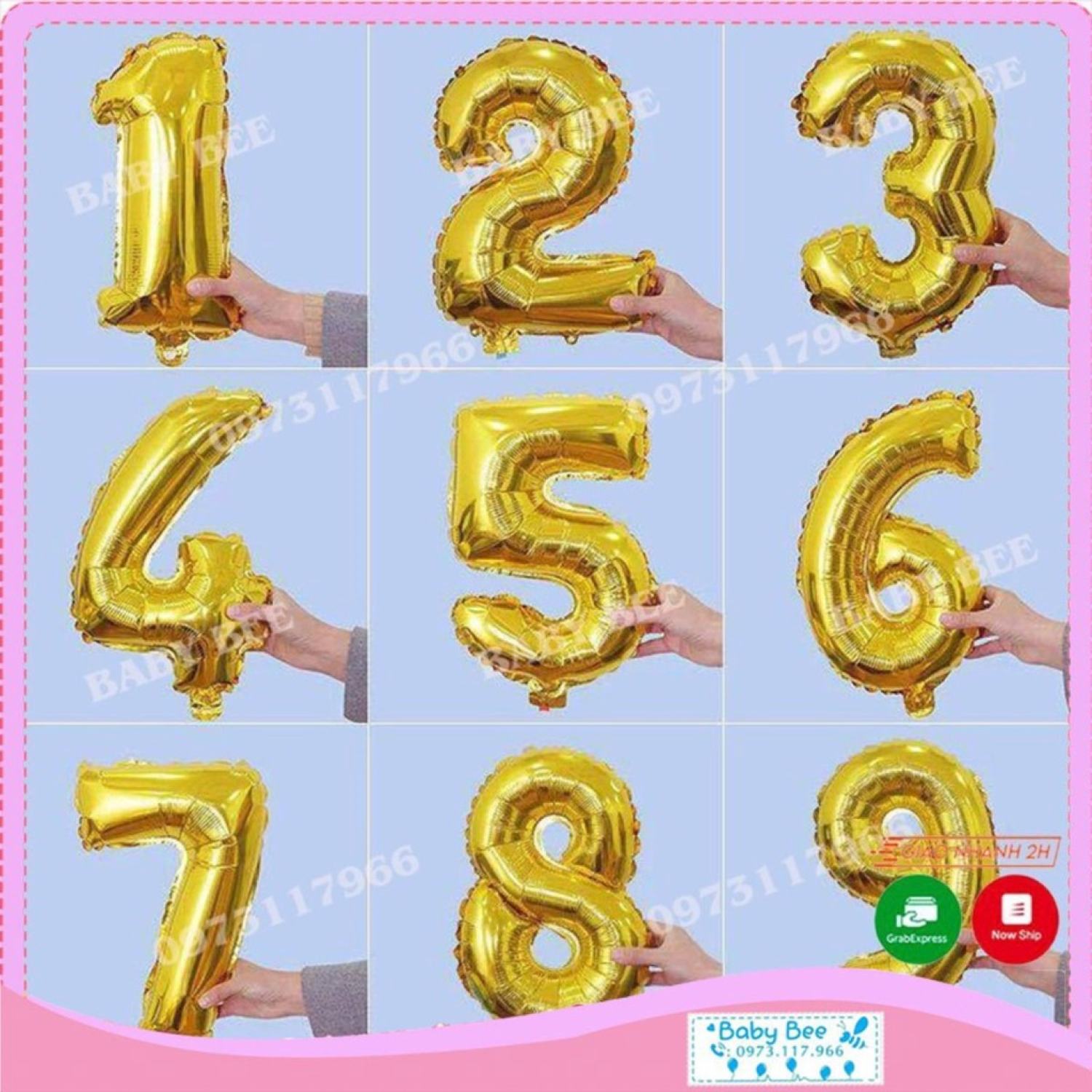 Bóng số màu vàng size nhỏ 16inch