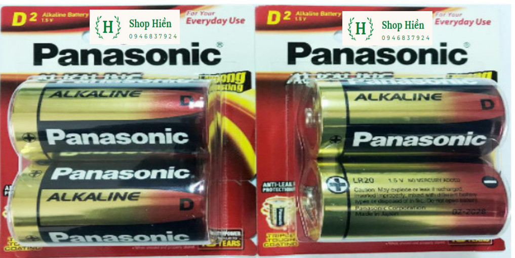 Combo 2 vỉ 4 viên Pin Đại D Panasonic Alkaline LR20T/2B