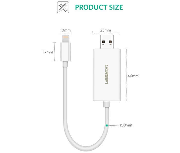 Đầu đọc thẻ SD/TF cho iPhone, iPad chuẩn Lightning Ugreen 30612